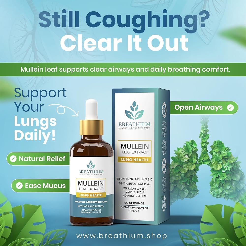 BREATHIUM Mullein Drops for Lungs