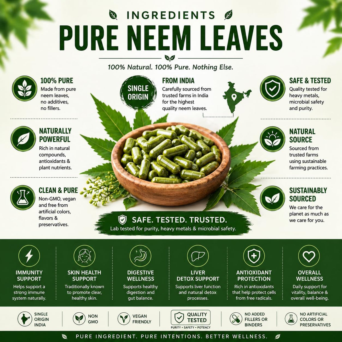 Organic Aura Neem Capsules 100% Pure Whole Leaf - 120 Capsules - image 5