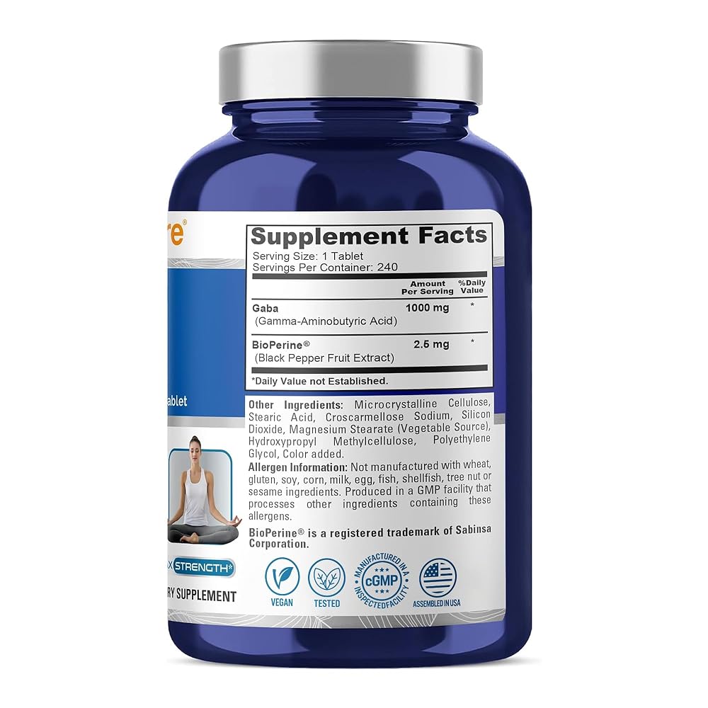 NusaPure GABA 1000mg Vegetarian Capsules - 240 Capsules - image 2