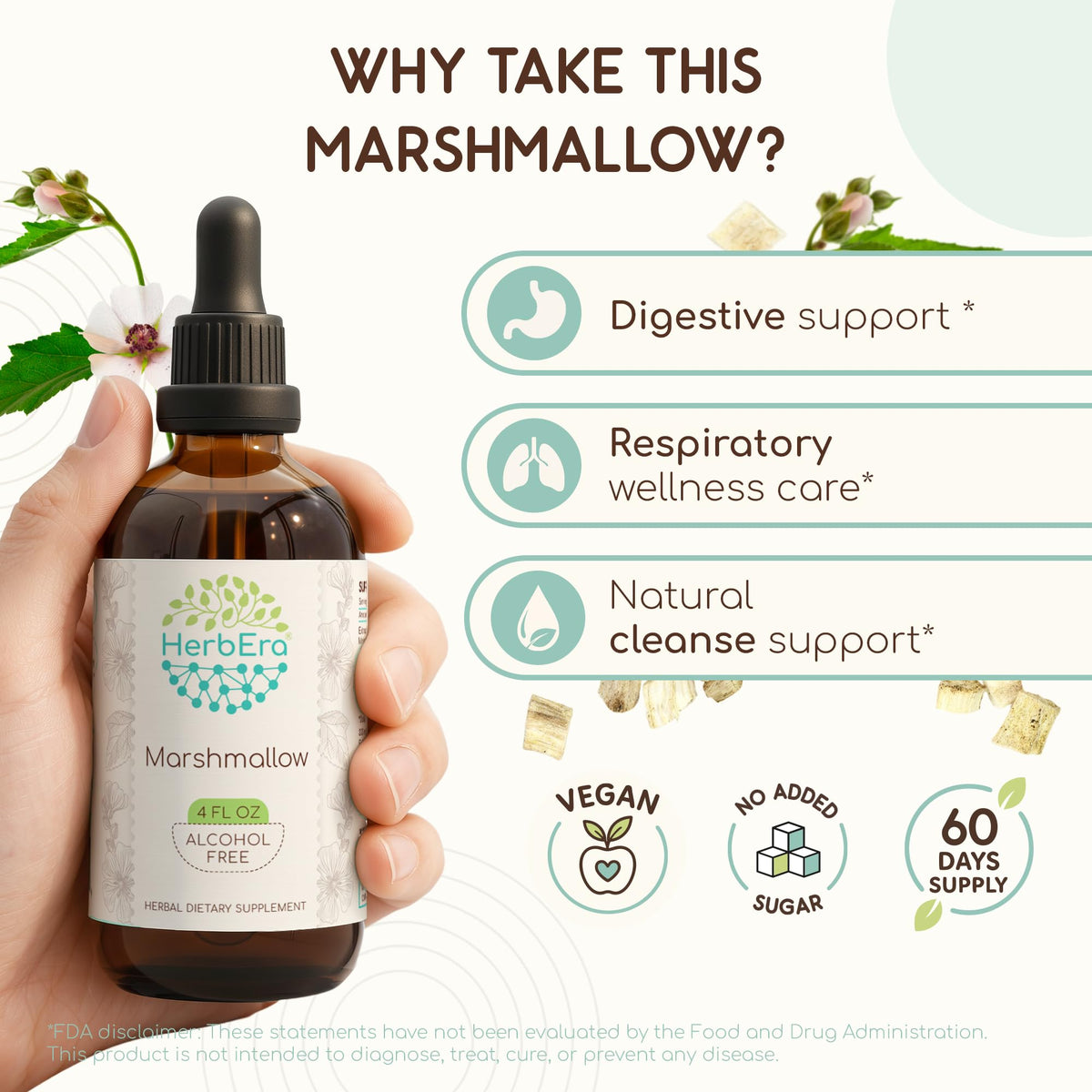 HerbEra Marshmallow Alcohol-Free Herbal Extract Tincture