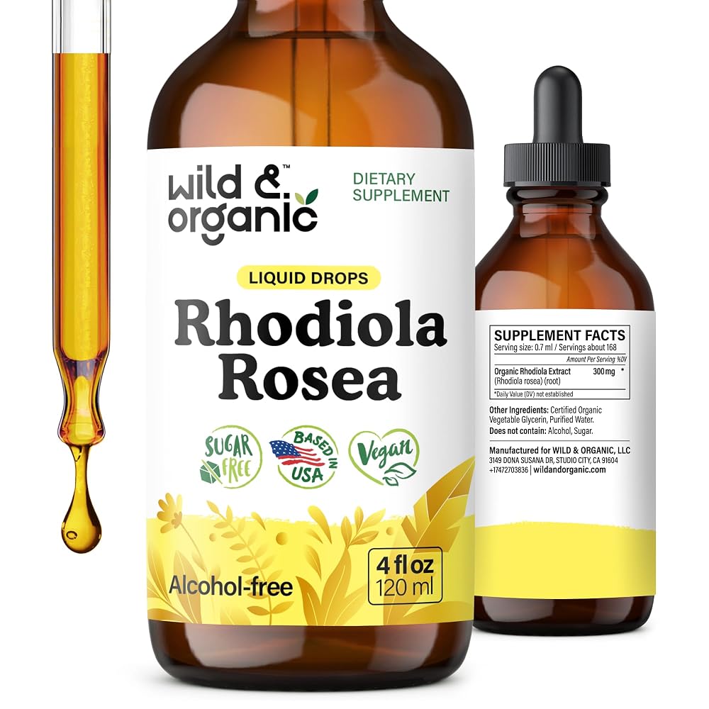 Wild & Organic Rhodiola Rosea Tincture for Relaxation - 4 oz