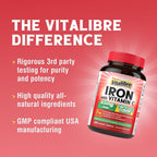 Vitalibre Iron Supplement, 65mg Carbonyl Iron with 250mg Vitamin C