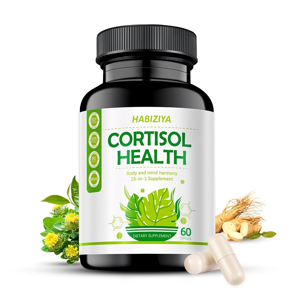 HABIZIYA Cortisol Support Supplement with Adaptogens - 60 Capsules