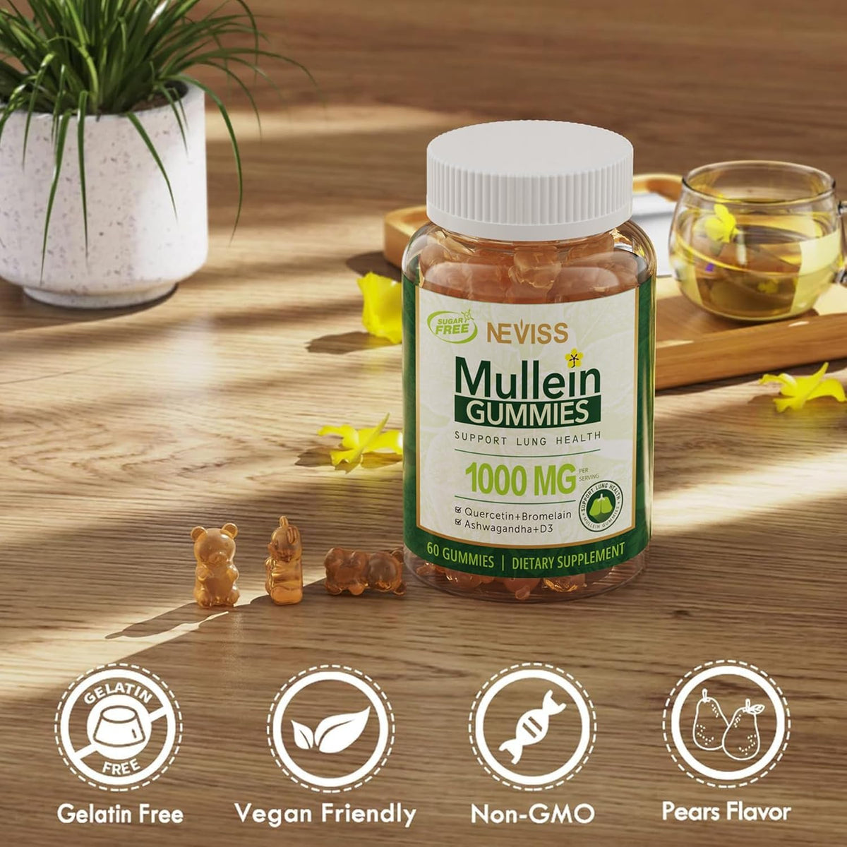 NEVISS Mullein Leaf Extract 1000mg for Lung Cleanse