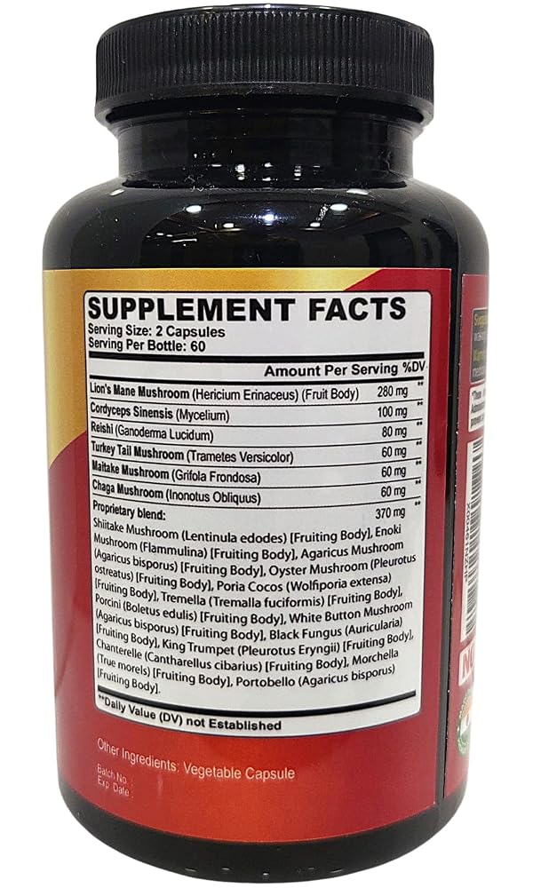 Organic Cadane Mushroom Complex 19-in-1 - 120 Vegan Capsules - image 2