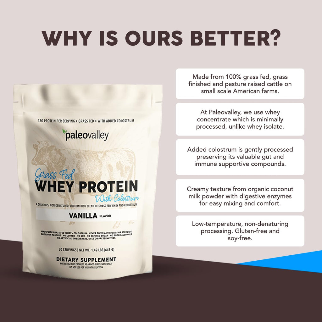 Paleovalley 100% Grassfed Whey Protein Powder with Colostrum