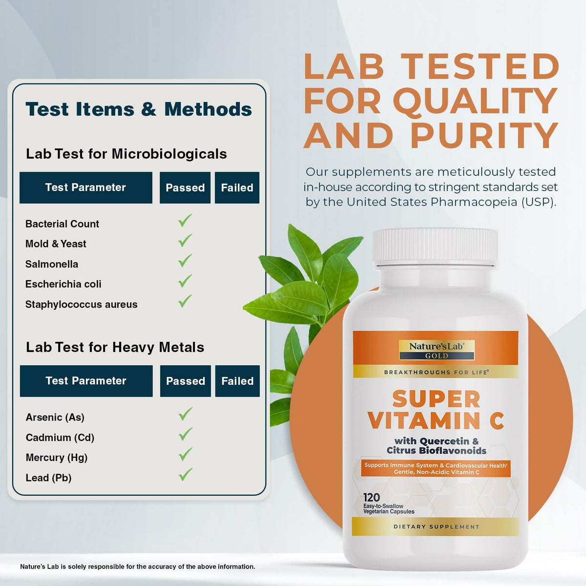 Nature's Lab Gold Super Vitamin C 1000mg Immune Support - 120 Capsules - image 4