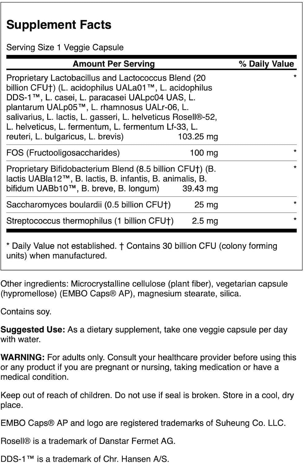 Swanson Ultra Probiotic Complex 30 Billion Cfu