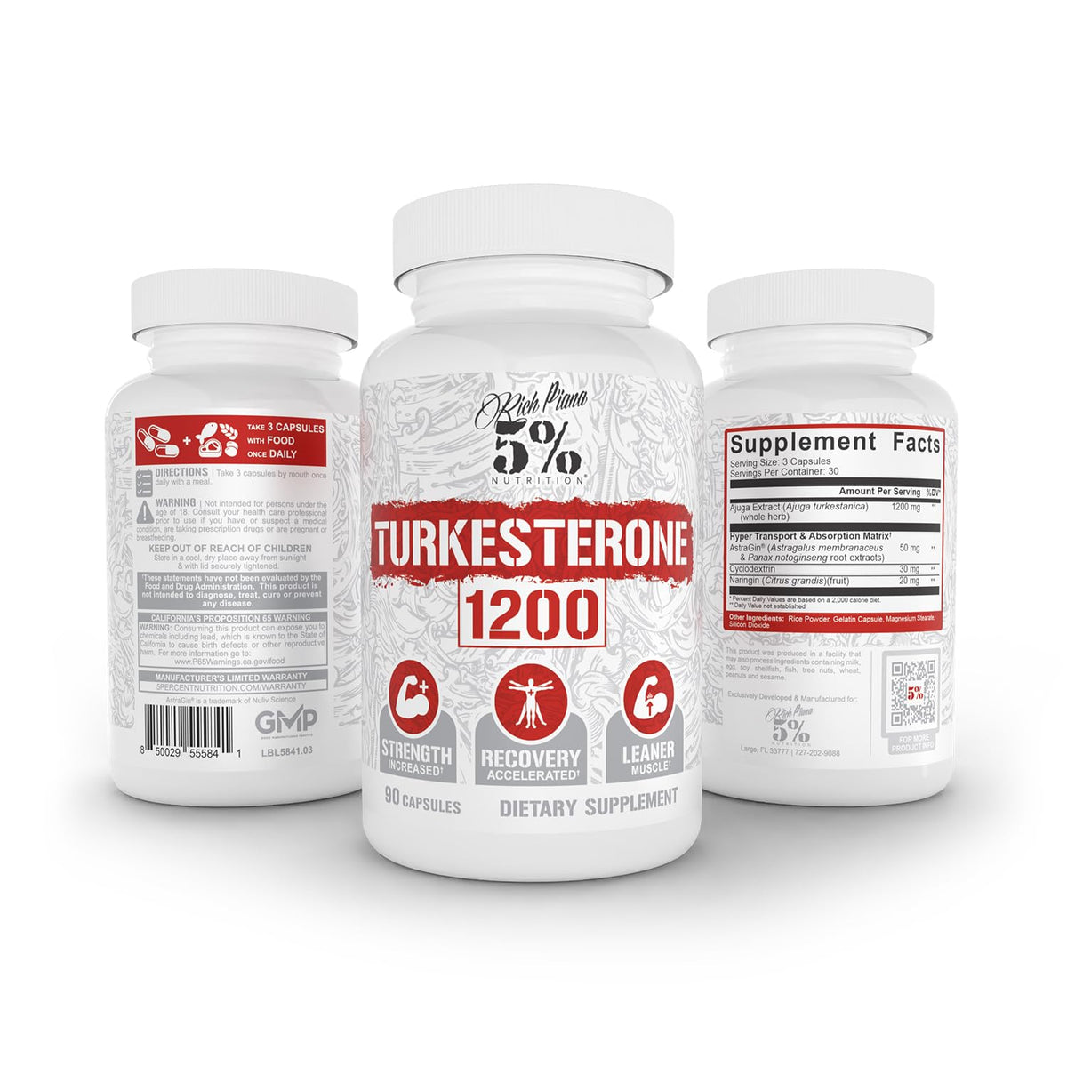 5% Nutrition Turkesterone 1200mg Muscle Builder - 120 Capsules - image 4