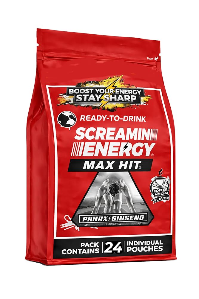 VITAL 4U Screamin Energy Max Hit Coffee Mocha Energy Shots - 24 Count