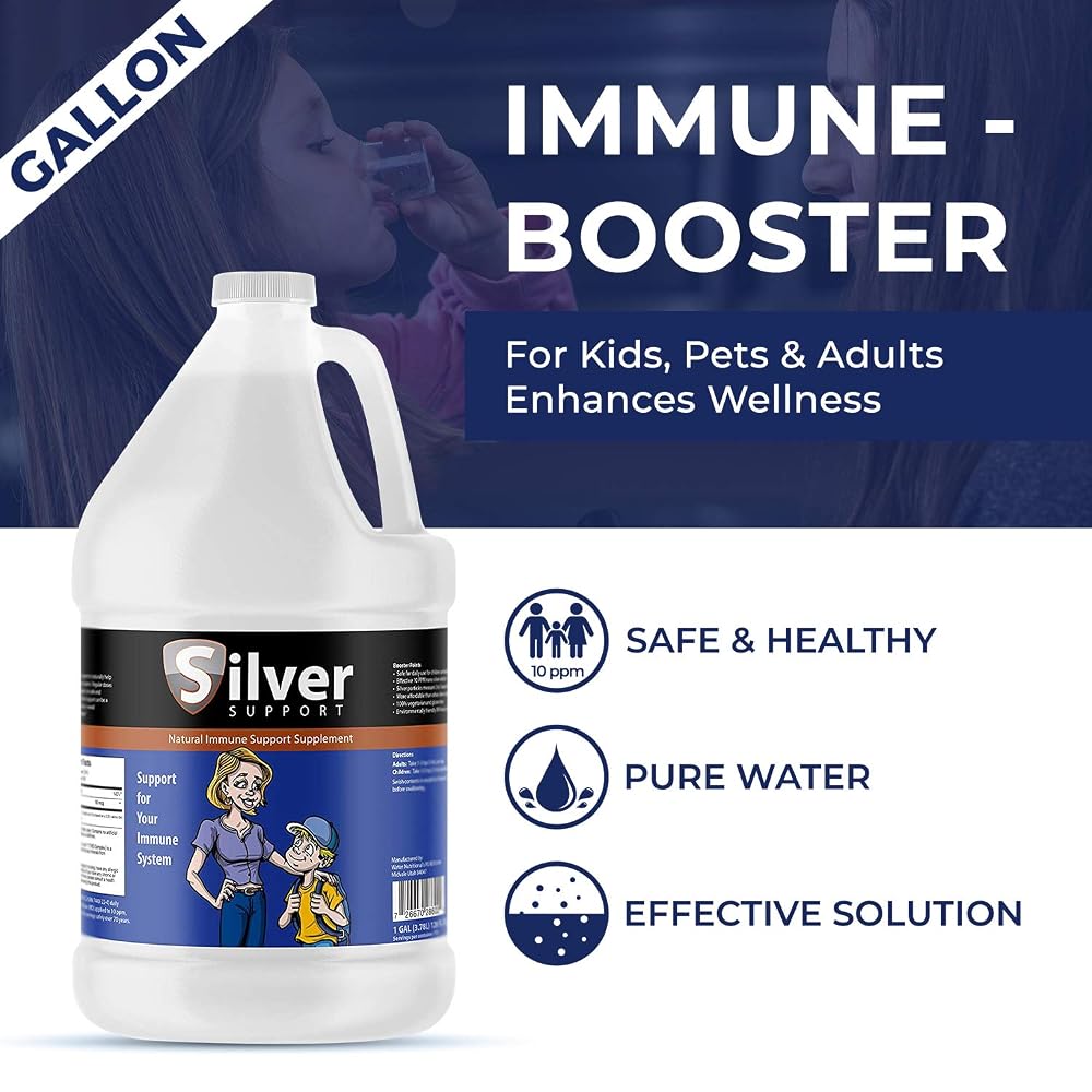 Silver Support Immune Support Colloidal Silver 10 PPM - 128 Fl Oz - image 2