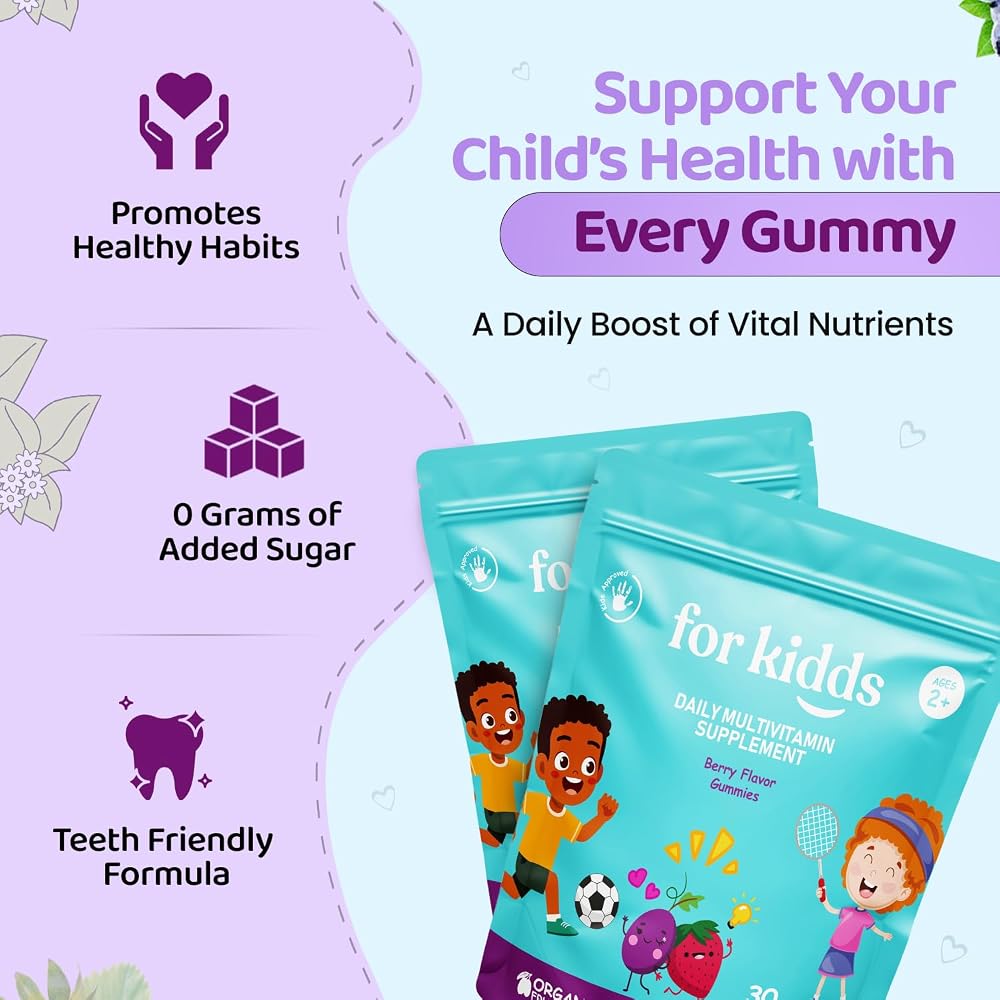 ZettoA Daily Multivitamins for Kids Ages 2+ Berry Gummies - 30 Count - image 3