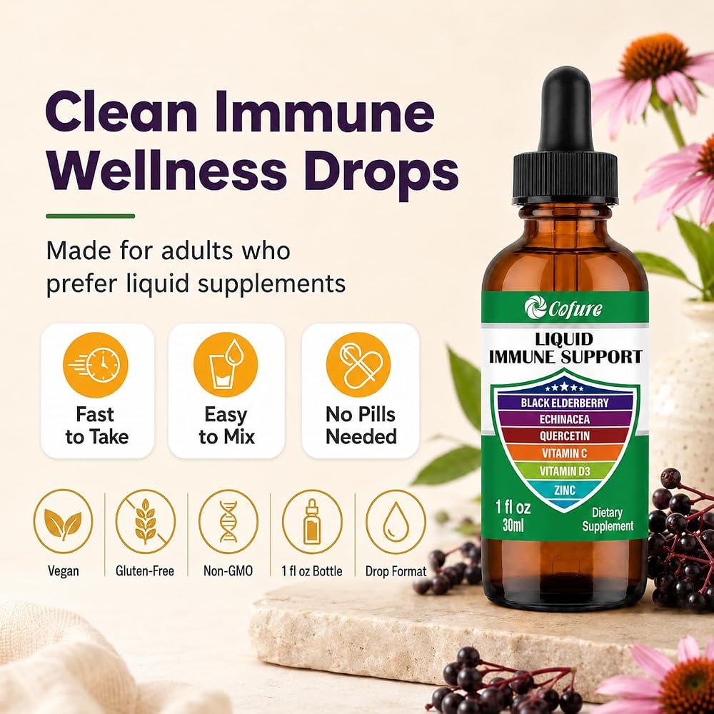 Cofure Zinc Quercetin Vitamin C D3 Liquid Immune Support with Organic