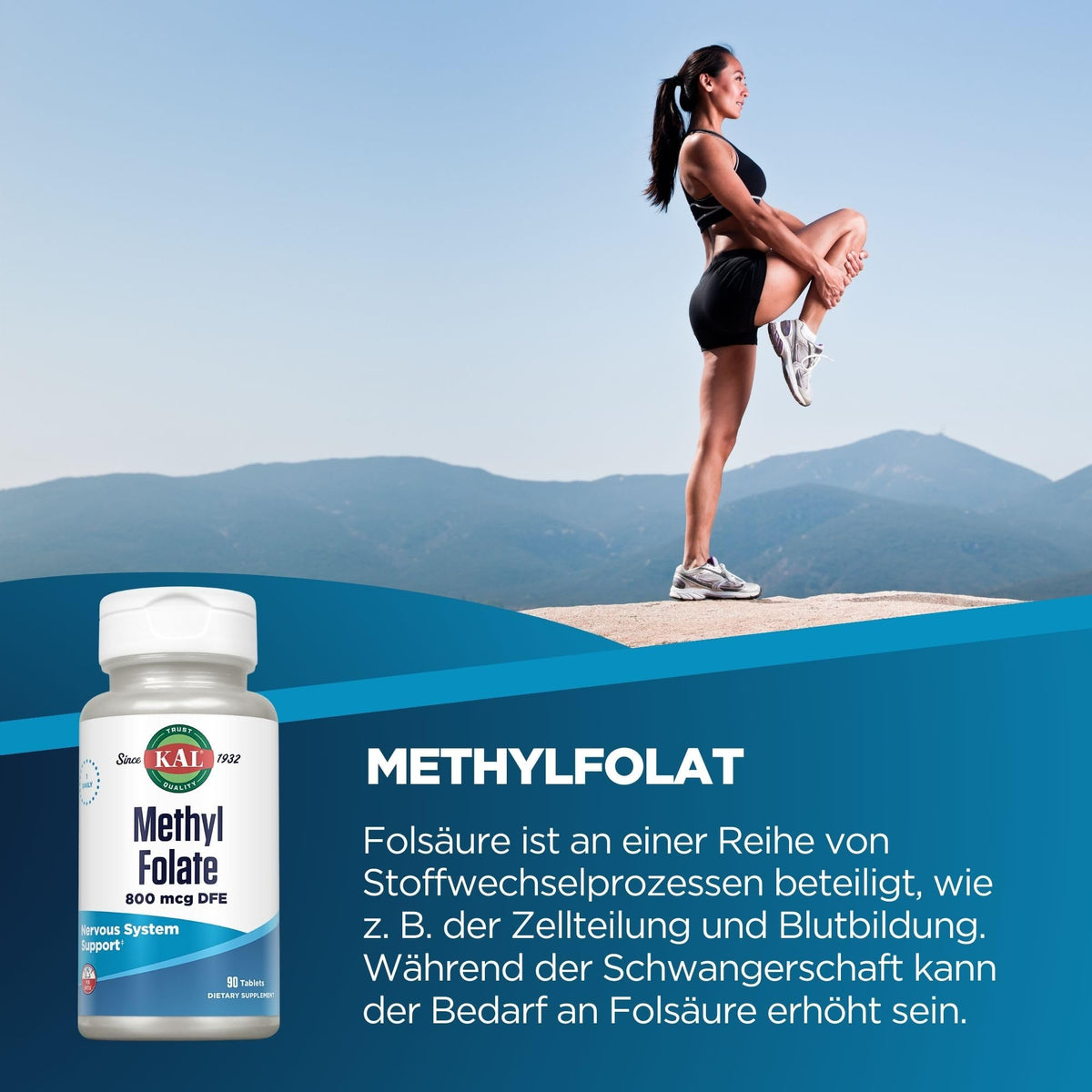 KAL Methyl Folate 800 mcg Vitamin B9 - 90 Tablets - image 2
