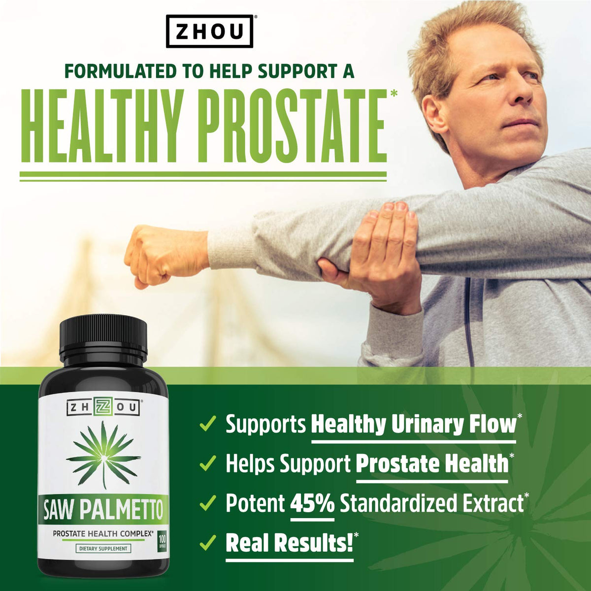 ZHOU Saw Palmetto Supplement for Men - 100 Vegetarian Capsules - image 3