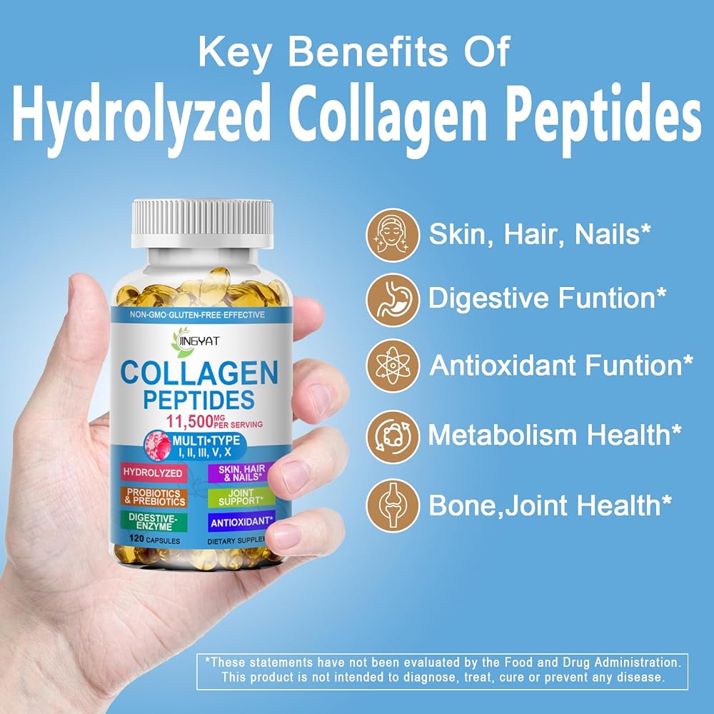 JINGYAT Multi Collagen Peptides Softgels with Glucosamine - 120 Softgels - image 2