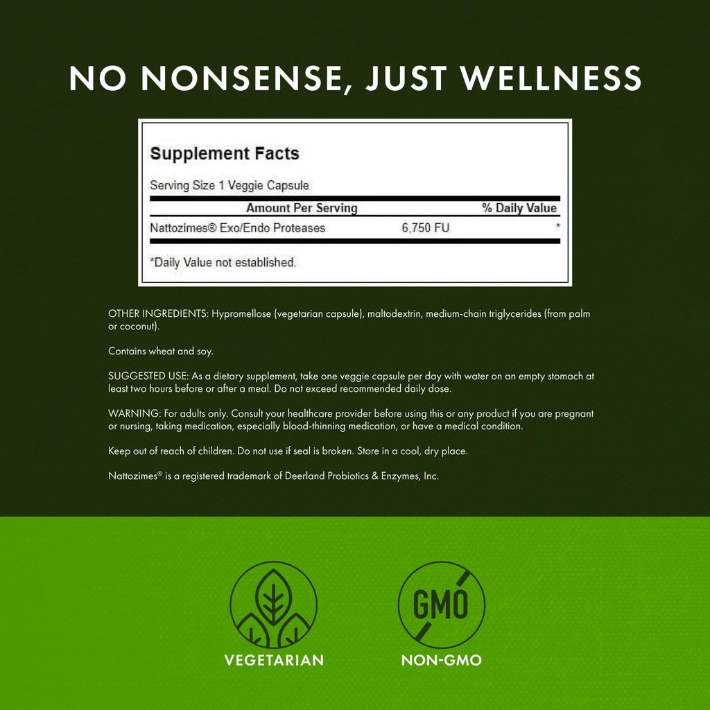 Swanson Triple-Strength Nattozimes 195 mg - 120 Vegetarian Capsules - image 3
