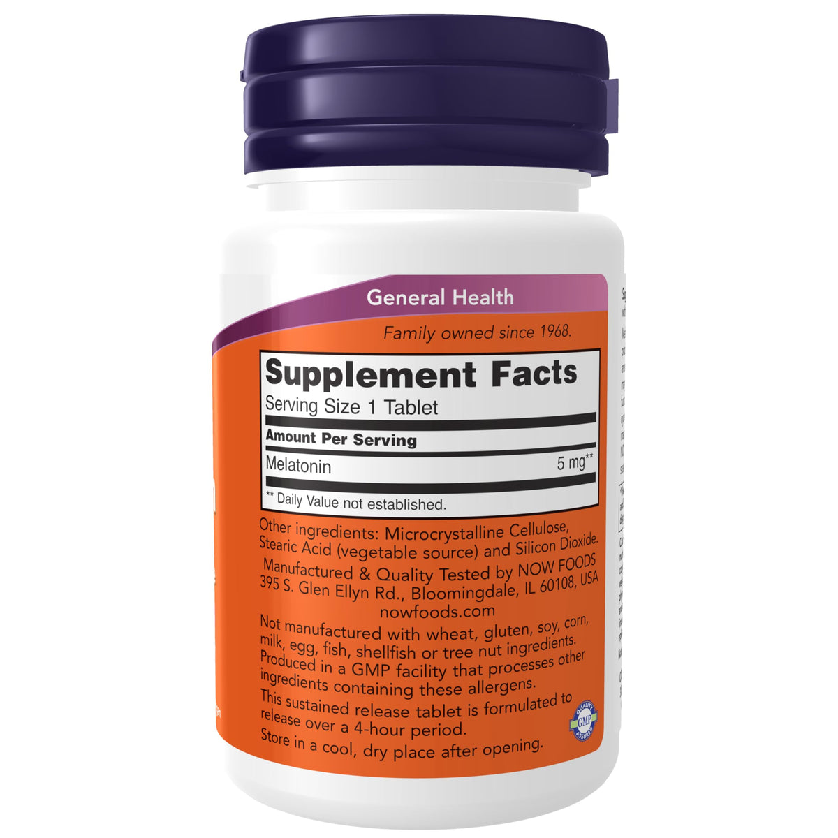 NOW Melatonin 5 mg Sustained Release Tablets - 120 Tabs - image 2