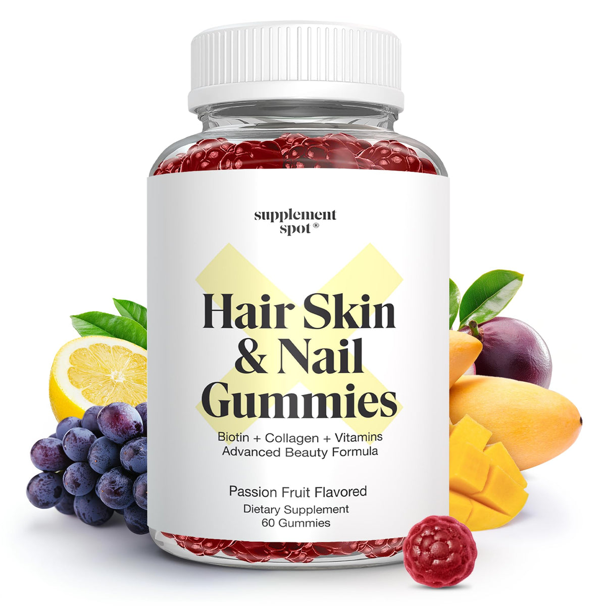 Supplement Spot Hair Skin and Nails Biotin Gummies - 60 Count