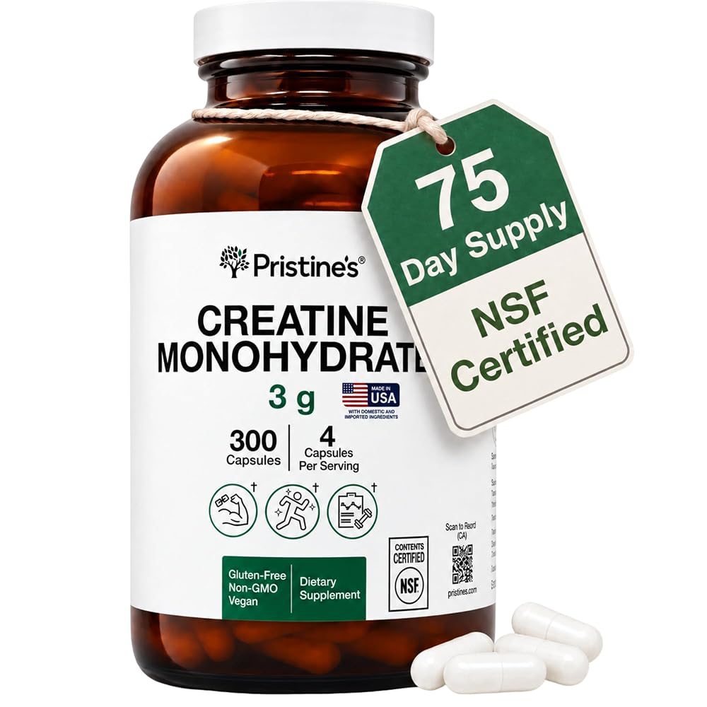 PRISTINE'S NSF Certified Creatine Monohydrate 3g - 300 Capsules
