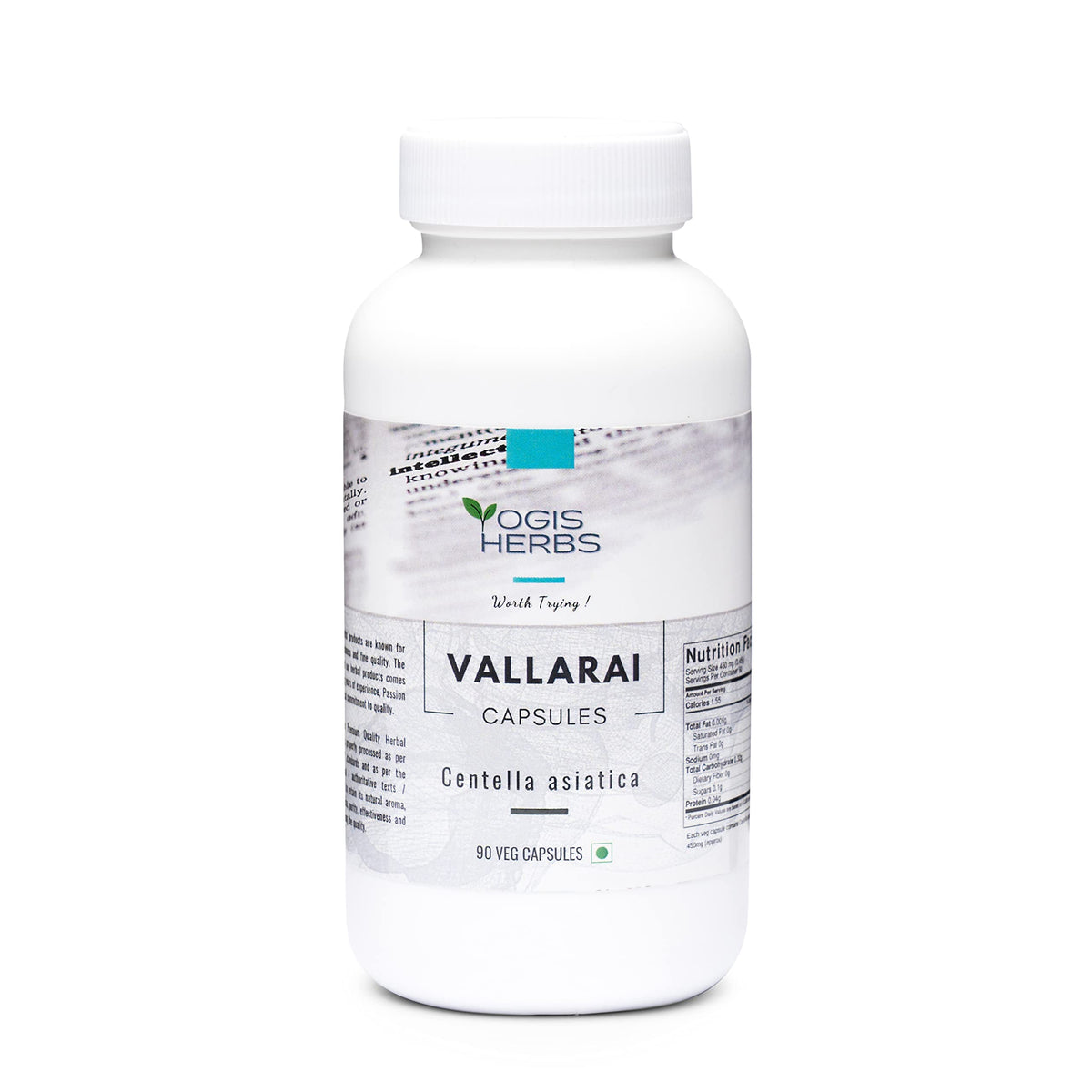 YOGIS HERBS Vallarai Capsules Cognitive Support - 90 Vegetarian Capsules