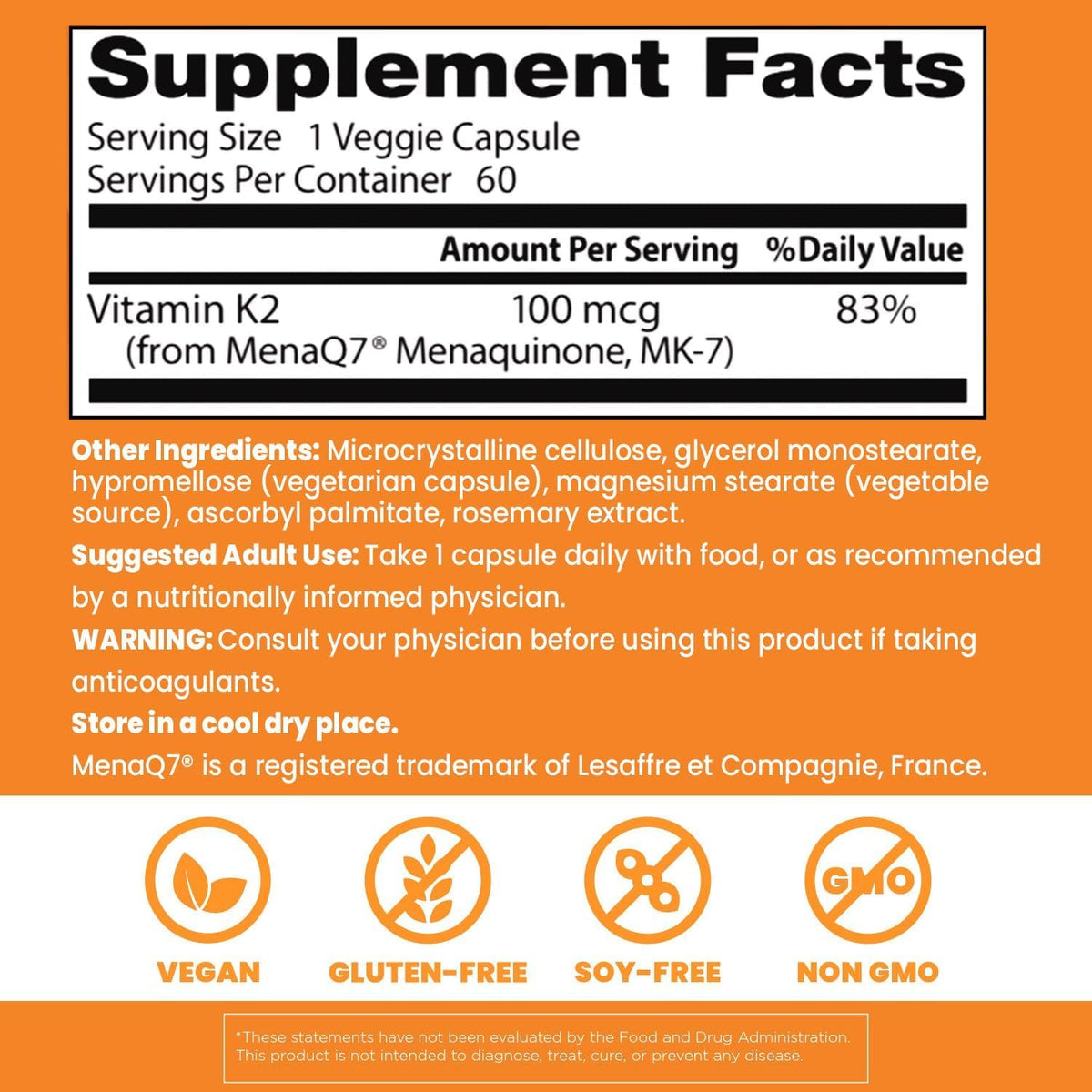 Doctor's BEST Vitamin K2 MK7 Supplement - 60 Vegetarian Capsules - image 3