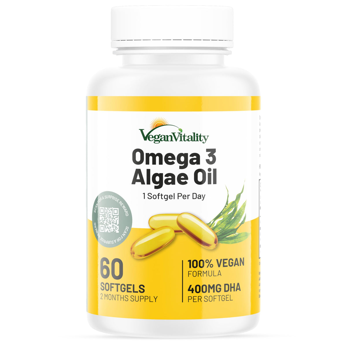 Vegan Vitality Vegan Omega 3 DHA Supplement - 60 Softgels