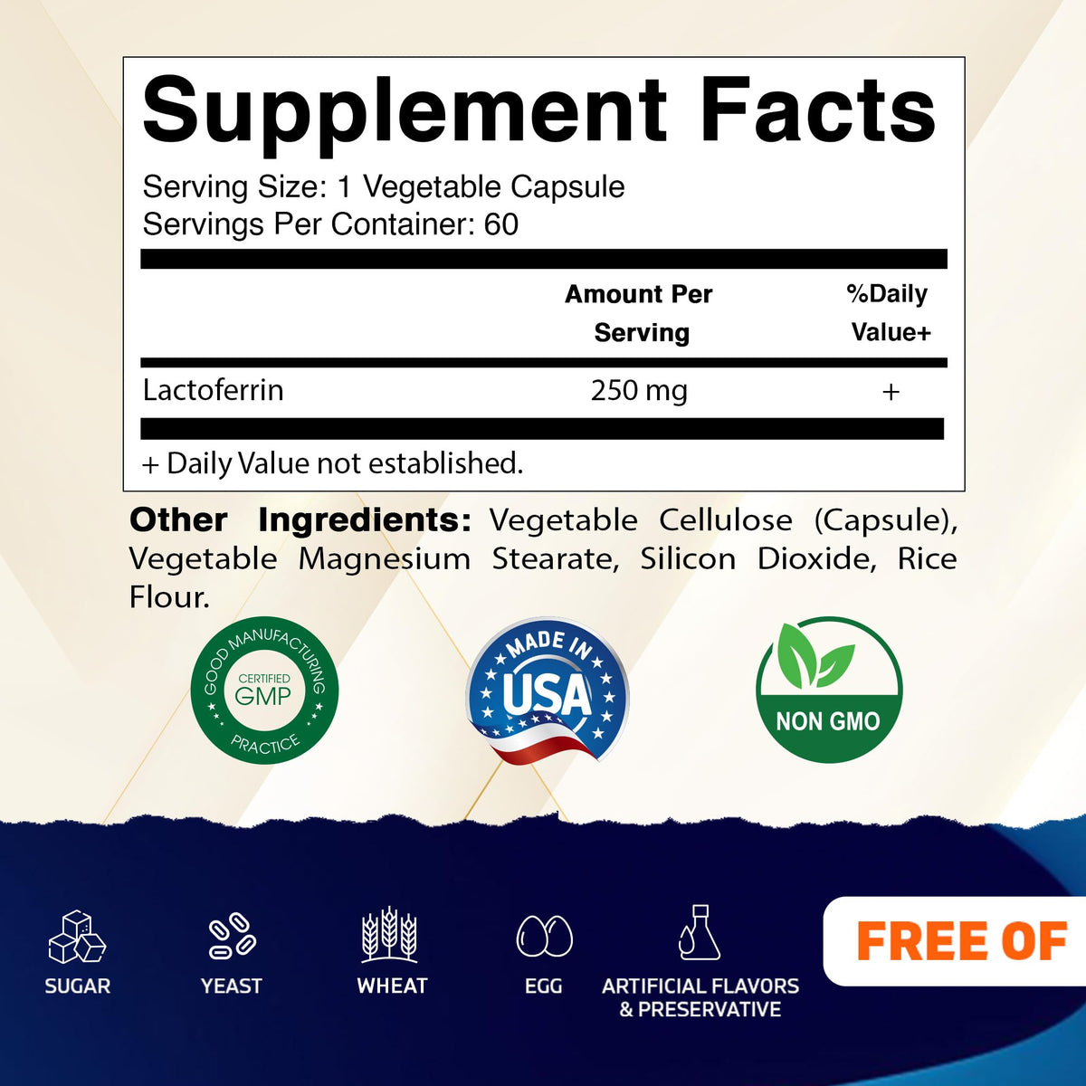 Vitamatic Lactoferrin 250mg Immune Support - 60 Vegetable Capsules - image 2