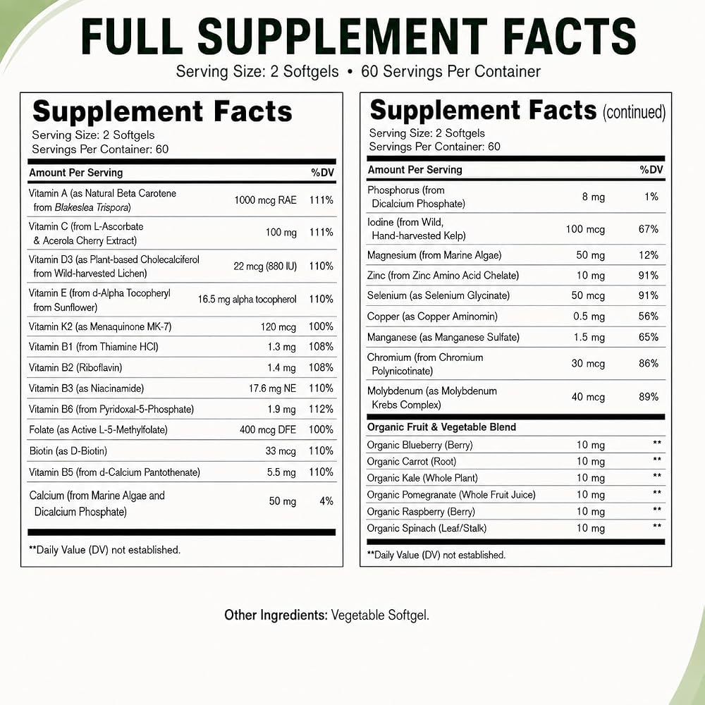 TheraSuva All Natural Multivitamin & Minerals - 120 Softgels - image 4