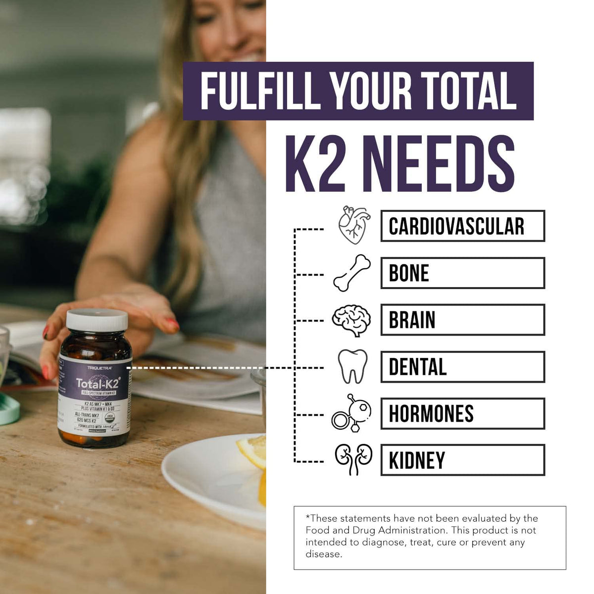 Triquetra Health Total K2 Vitamin K2 MK7 & MK4 - 60 Capsules - image 6