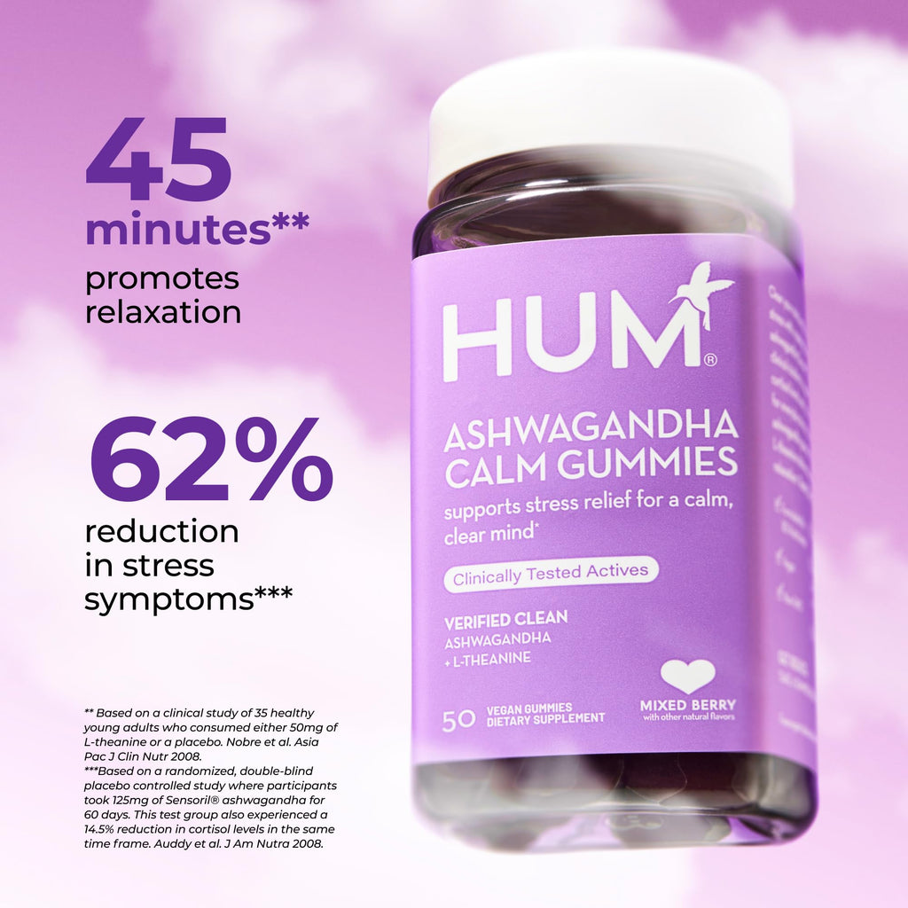 HUM Calm Ashwagandha Gummies with L-Theanine, Mixed Berry - 60 Gummies - image 3