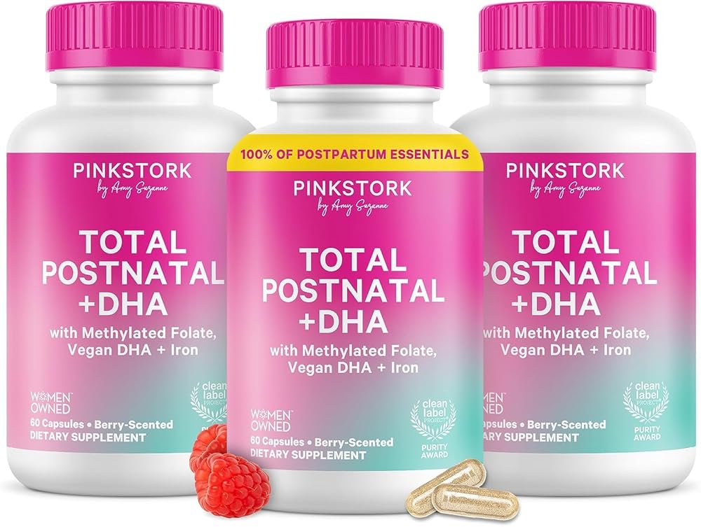 Pink Stork Total Postnatal + DHA with Iron - 180 Capsules
