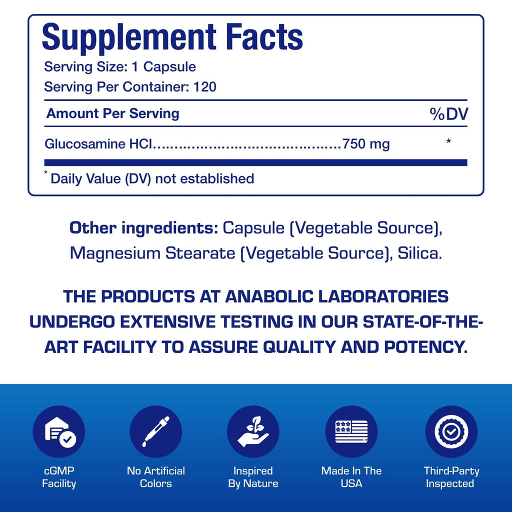 Anabolic Laboratories Vegan Glucosamine Joint Health Supplement - 120 Capsules - image 4