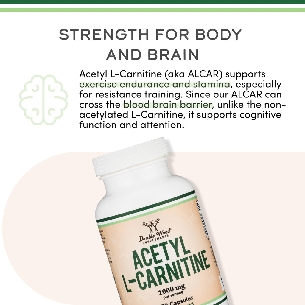 Double Wood Supplements Acetyl L-Carnitine ALCAR 1000mg - 150 Capsules - image 4