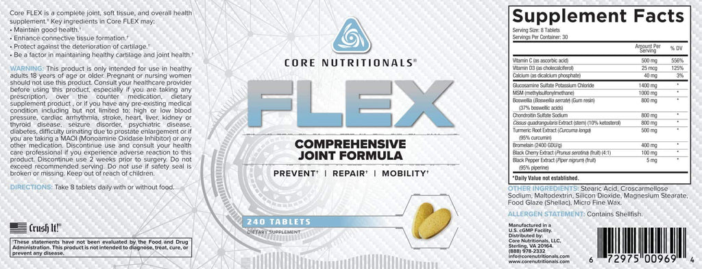 Core Nutritionals Flex Joint Formula - 240 Tablets - image 2