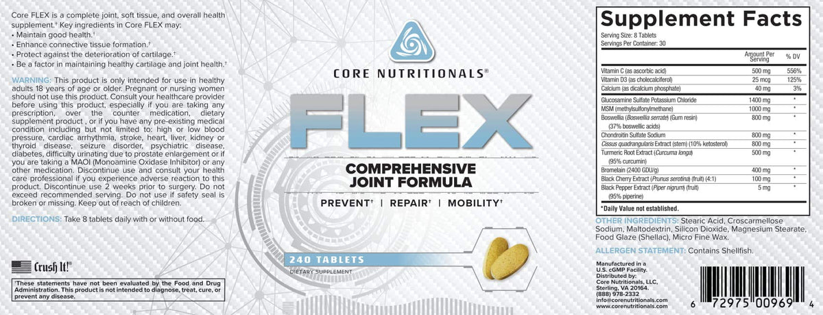 Core Nutritionals Flex Joint Formula - 240 Tablets - image 2