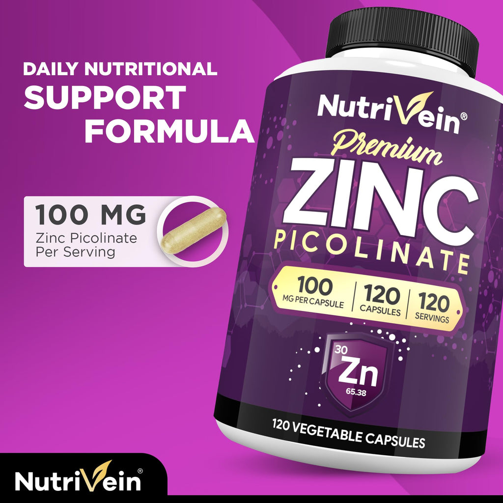Nutrivein Premium Zinc - High-Absorption Zinc Supplements