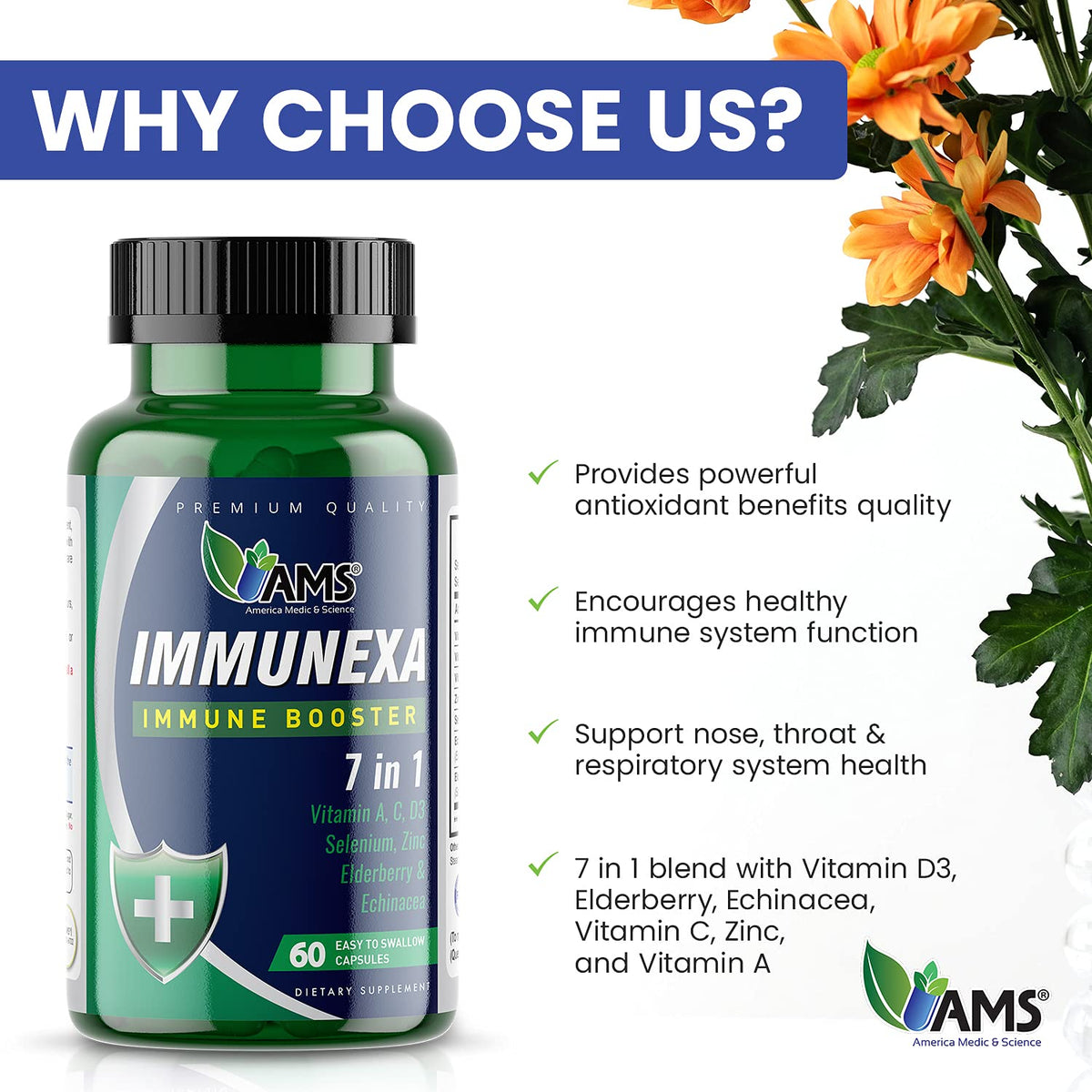America Medic & Science Immunexa 7 in 1 Immune Support - 60 Capsules - image 6