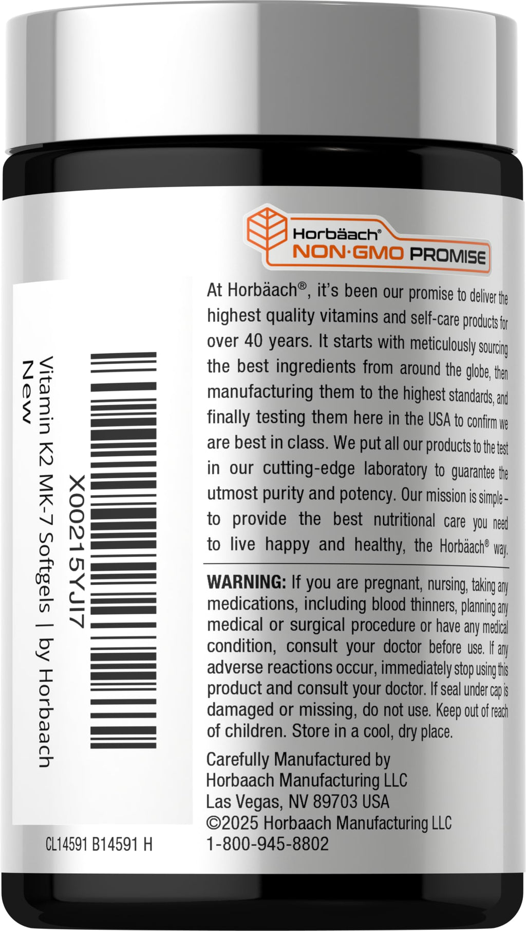 Horbäach Vitamin D3 K2 5000 IU with MK-7 - 180 Softgels - image 3