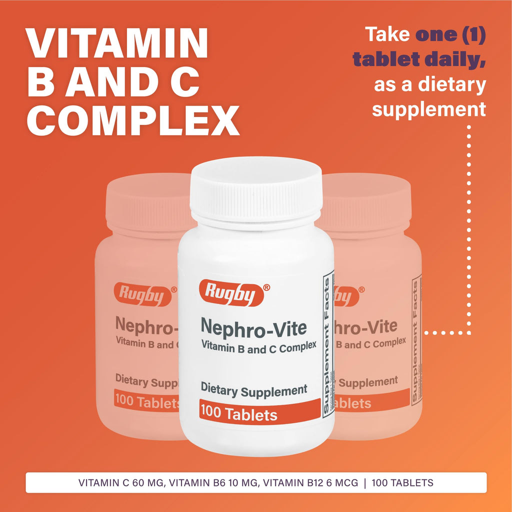Rugby Nephro-Vite Vitamin B and C Complex Tablets - 100 Count - image 2