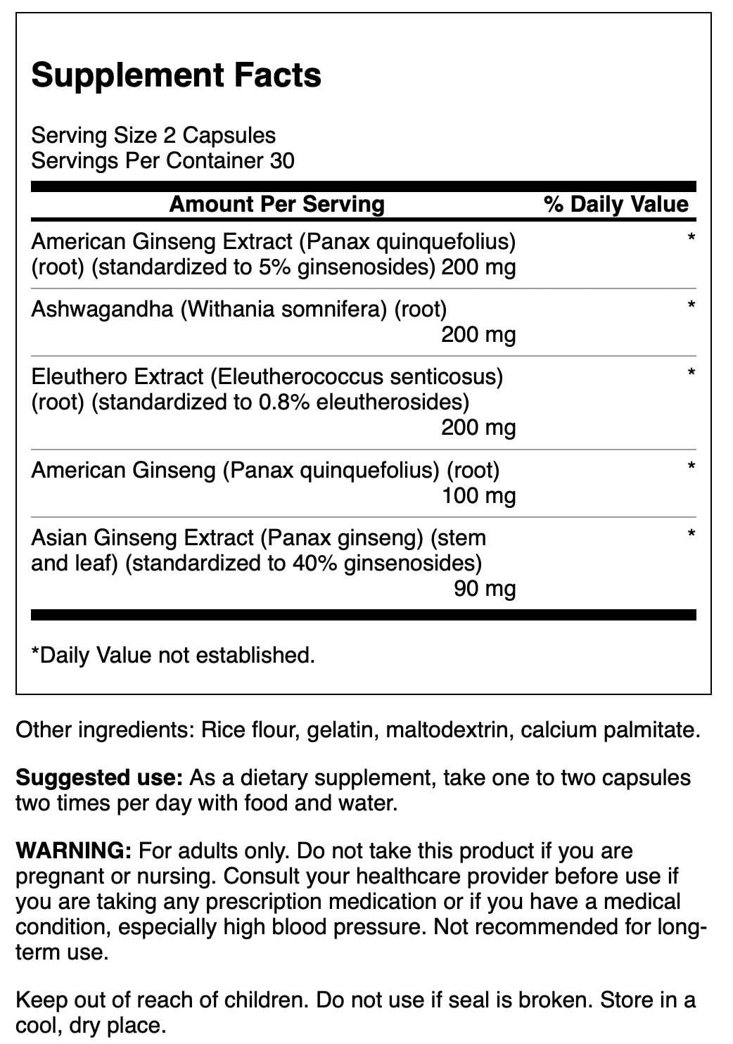 Swanson Dual Ginseng Plus Energizing Formula - 60 Capsules - image 2