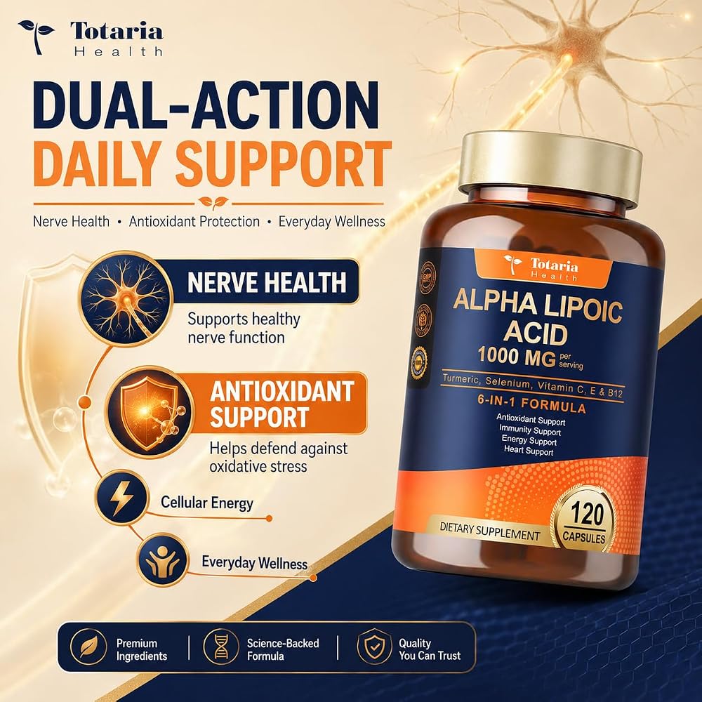 Totaria Alpha Lipoic Acid Supplement Capsules Normal ALA 1000mg