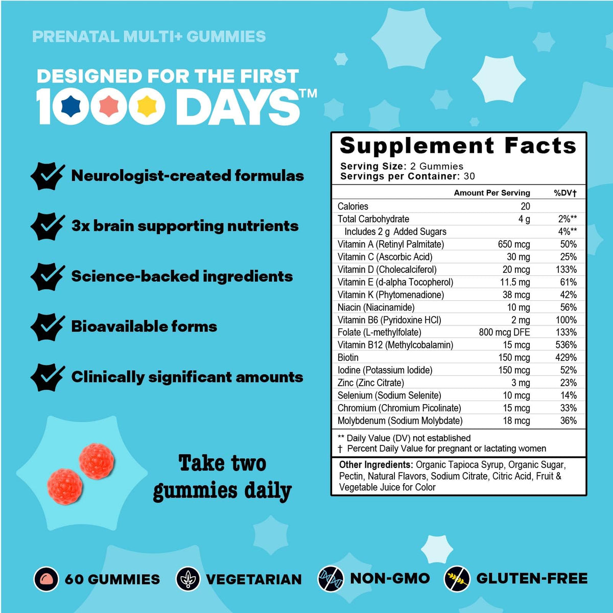 Mama Bird Multi+ Prenatal Gummies Iron Free - 30 Servings - image 3
