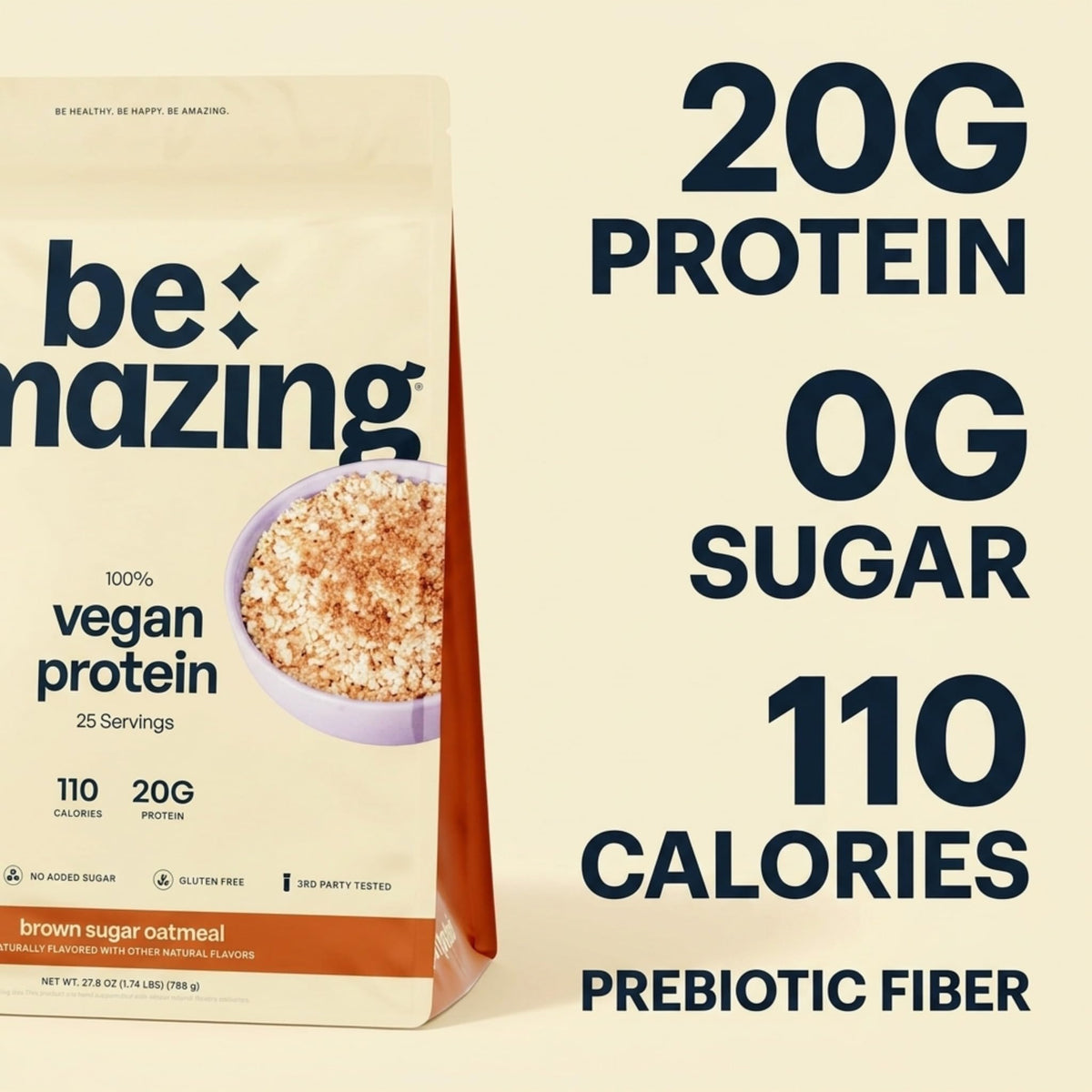 BE AMAZING Vegan Protein Powder Brown Sugar Oatmeal - 25 Servings - image 2