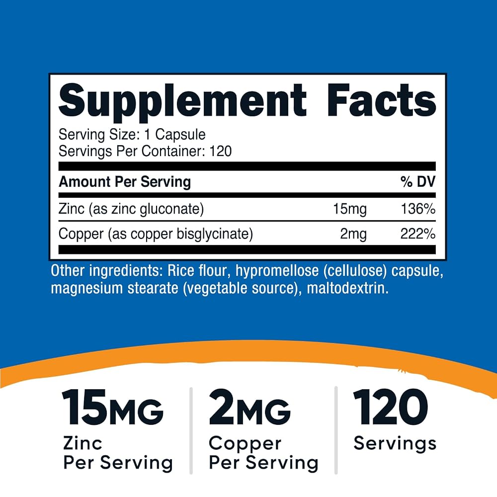 Nutricost Zinc + Copper Capsules - 120 Vegetarian Capsules - image 2