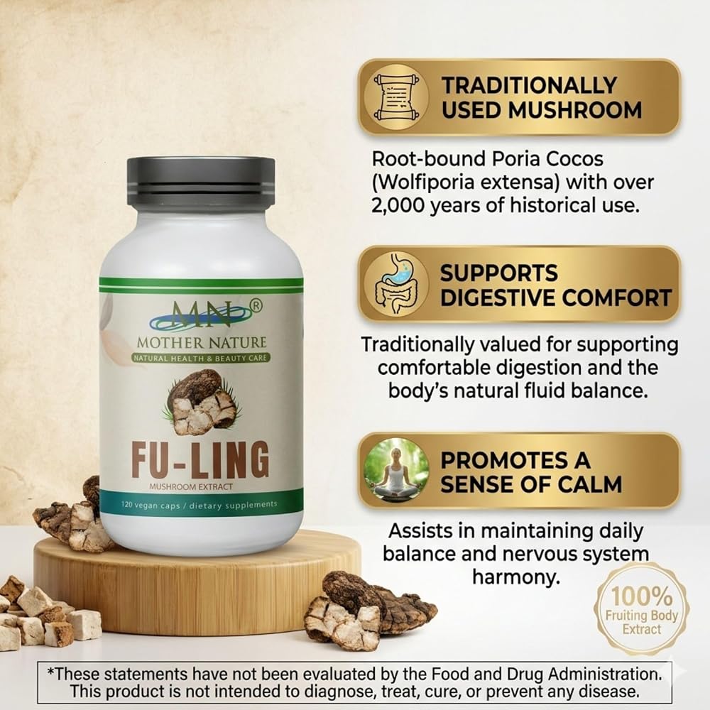 MN Mother Nature Fu-Ling Mushroom Extract 500mg - 120 Capsules - image 3