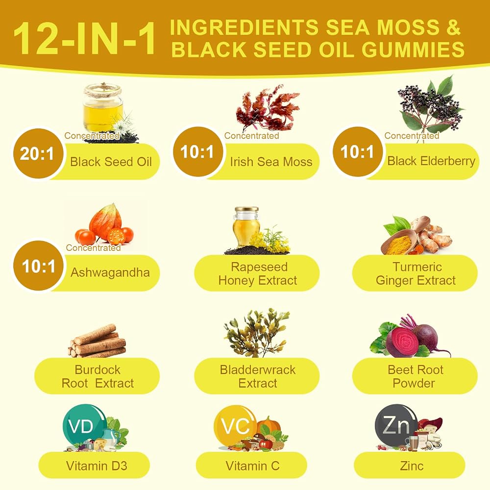 B BEWORTHS Black Seed Oil & Sea Moss Gummies