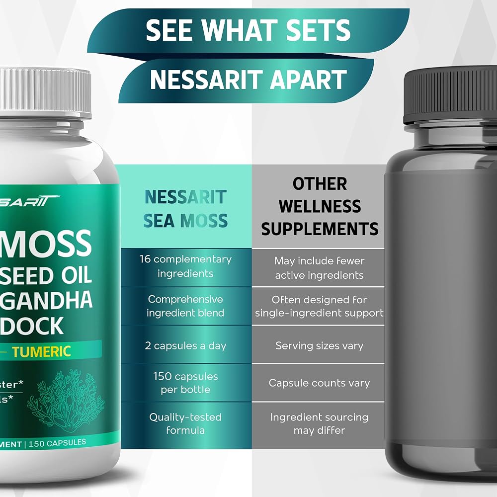 Nessarit Complete 16-in-1 Sea Moss Blend Capsules - 150 Count - image 7