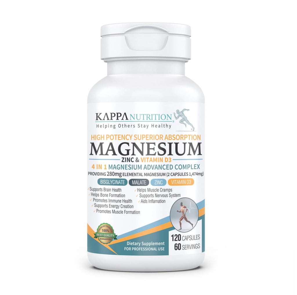 Kappa Nutrition Magnesium 4-in-1 with Zinc & Vitamin D3 - 120 Capsules