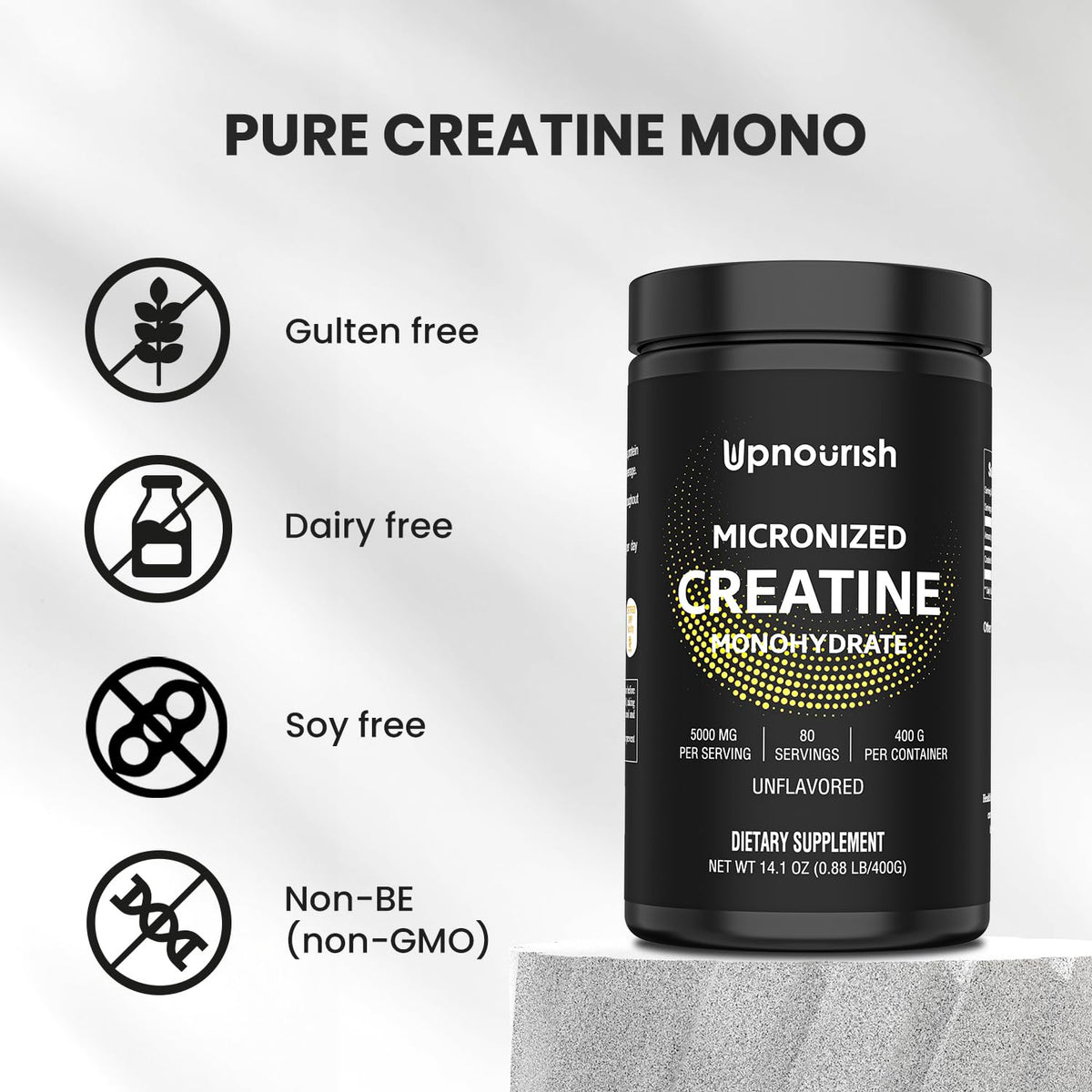 UpNourish Micronized Creatine Monohydrate Powder - 400g - image 3